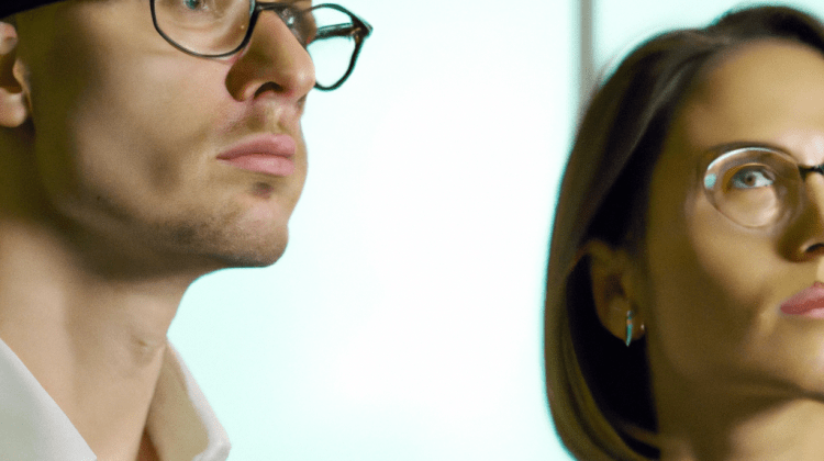 a man and a woman, entrepreneurs, starring into the future, doubtful, high quality 4K